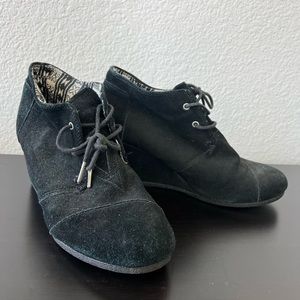 Toms Black Ankle Boot Wedges - Size 10